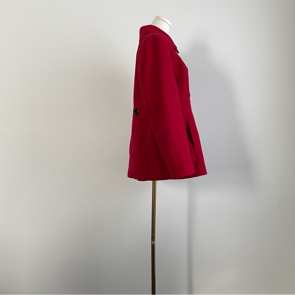 Style & Co Red Double Breasted Peacoat with Removable Hood - Picture 3 of 14